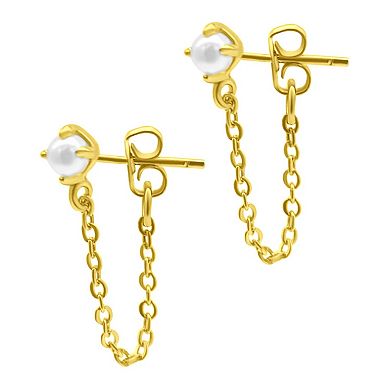 Adornia 14k Gold Plated Freshwater Cultured Pearl Chain Earrings