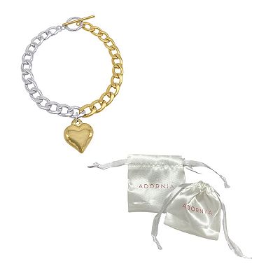 Adornia 14k Gold Plated Two-Tone Heart Bracelet