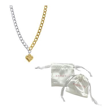 Adornia 14k Gold Plated and Silver Tone Heart Necklace