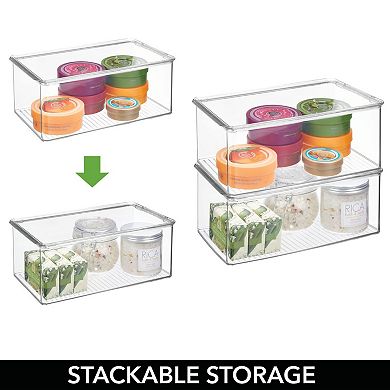 mDesign Stackable Plastic Bathroom Storage Box with Hinge Lid - 2 Pack