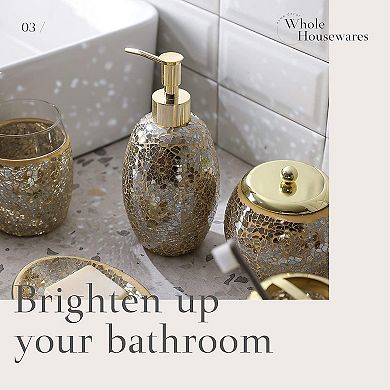 Decorative Glass Bathroom Accessories Set With Pearl Mosaic Design