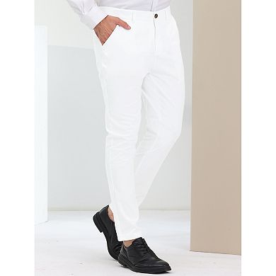 Men's Office Pants Slim Fit Solid Color Chino Pencil Dress Trouser
