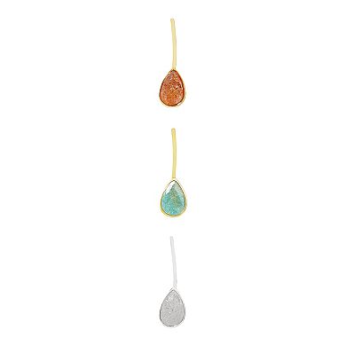 LC Lauren Conrad 3pk Two Tone Crackle Teardrop Stones Earrings Set