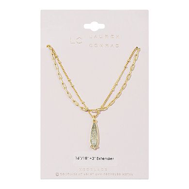 LC Lauren Conrad 2 Row Chain with Blue Teardrop Pendant Necklace