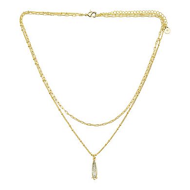 LC Lauren Conrad 2 Row Chain with Blue Teardrop Pendant Necklace