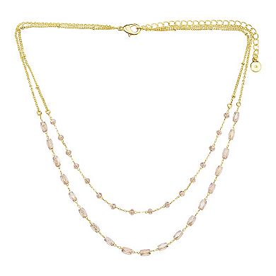 LC Lauren Conrad 2 Row Chain & Crystal Bead Necklace