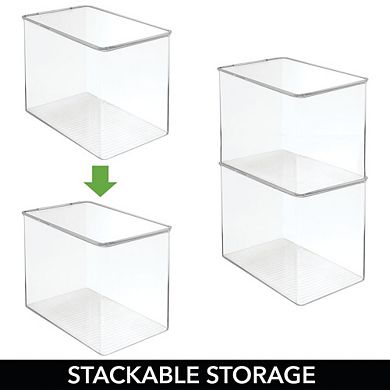 mDesign Tall Plastic Stackable Toy Storage Organizer Box with Hinge Lid