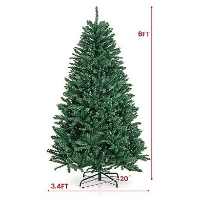 6 Feet Hinged Artificial Christmas Tree with Solid Metal Stand