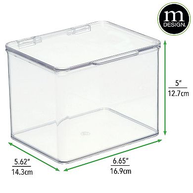 mDesign Small Plastic 5.62" x 6.65" x 5" Home Office Storage Organizer Box with Hinged Lid