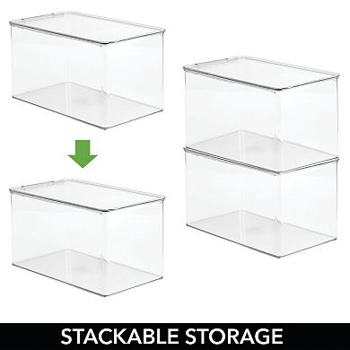 mDesign Plastic Stackable Toy Storage Container Box, Hinge Lid, 2 Pack