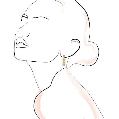 LC Lauren Conrad Gold Tone Rhinestone Fringe Rectangular Drop Earrings