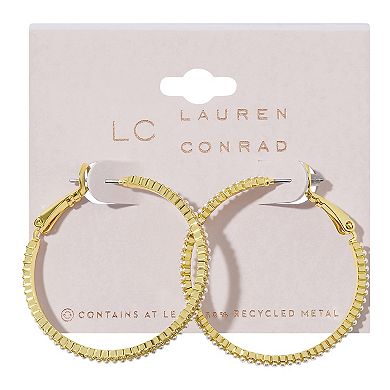 LC Lauren Conrad Gold Tone Rhinestone Hoop Earrings