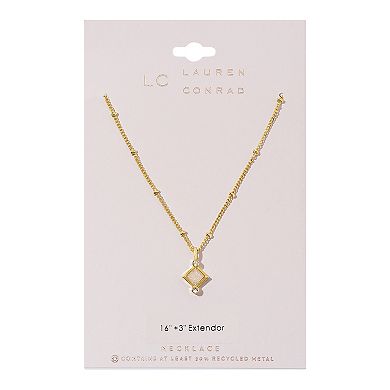 LC Lauren Conrad Gold Tone Pink Stone Charm Necklace 