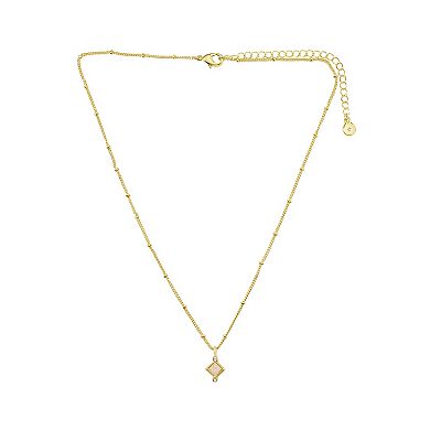 LC Lauren Conrad Gold Tone Pink Stone Charm Necklace 
