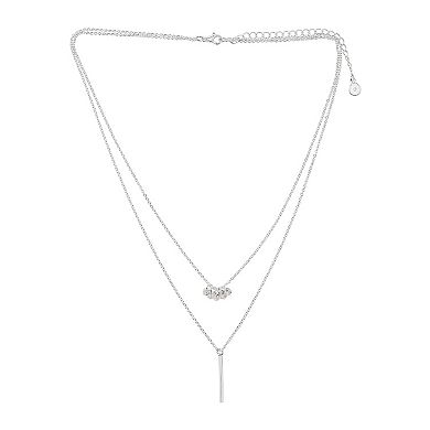 LC Lauren Conrad Silver Tone Bar & Pendant 2-Row Necklace