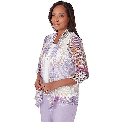 Petite Alfred Dunner Popcorn Mesh Two for One Top