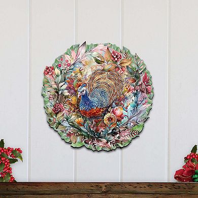 Thanksgiving Turkey Wreath Holiday Door Decor by G. Debrekht - Thanksgiving Decor