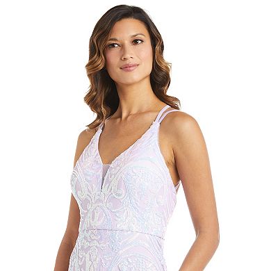 Juniors' Morgan And Co Long Sequin Strappy-Back Dress