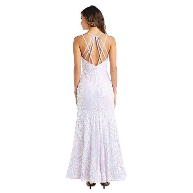 Juniors' Morgan And Co Long Sequin Strappy-Back Dress