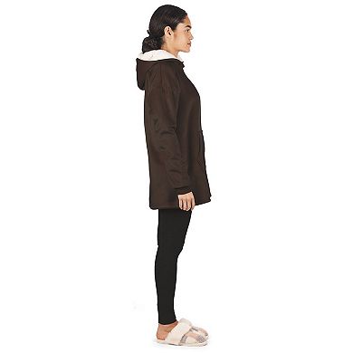 Women's Sherpa-Lined Soft Velour Hooded Lounge Top