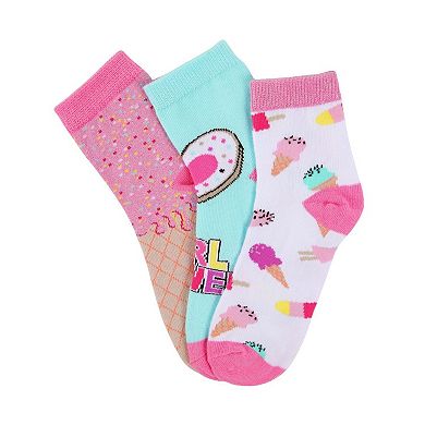 Ice Cream Girls Cotton Blend Ankle Socks 3-Pack