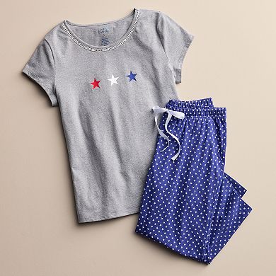 Women's Croft & Barrow® Short Sleeve Pajama Top & Pajama Pants Set