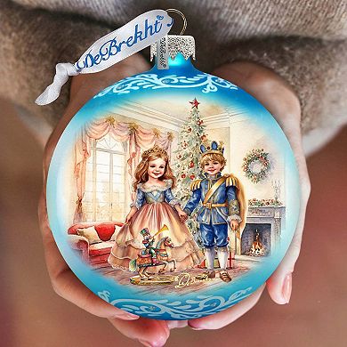 Nutcracker Ballet Scene - Clara and Prince Lg Glass Ornament by G. Debrekht - Christmas Décor