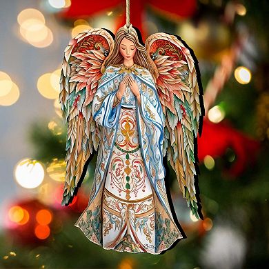 Elegant Angel of Hope Wooden Ornaments by G. DeBrekht - Nativity Holiday Decor
