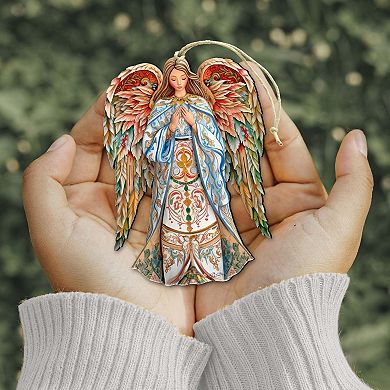 Elegant Angel of Hope Wooden Ornaments by G. DeBrekht - Nativity Holiday Decor