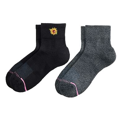 Women's Dr. Motion 2-Pack Sunflower Compression Quarter Top Socks