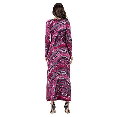 Women's 24Seven Comfort Apparel Print Side Slit Maxi Dress