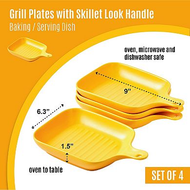 Porcelain Food Serving Plate With Skillet Look Handle Baking Dish Dinner Plates