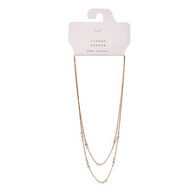 LC Lauren Conrad Two Row Station Stone Short Necklace