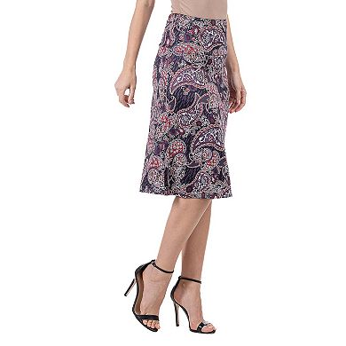 Women's 24Seven Comfort Apparel Paisley Knee Length A-Line Skirt