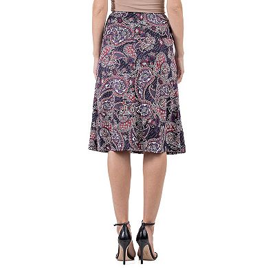 Women's 24Seven Comfort Apparel Paisley Knee Length A-Line Skirt