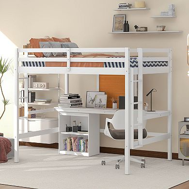 Merax Full size Loft Bed with Desk and Writing Board