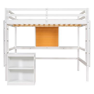 Merax Full size Loft Bed with Desk and Writing Board