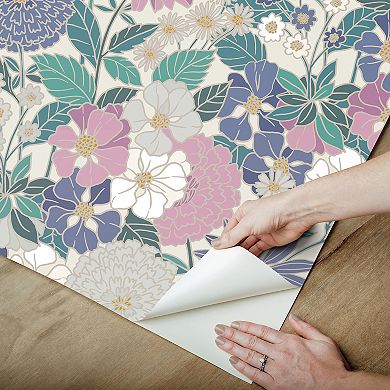 RoomMates Beige Bohemian Floral Peel & Stick Wallpaper