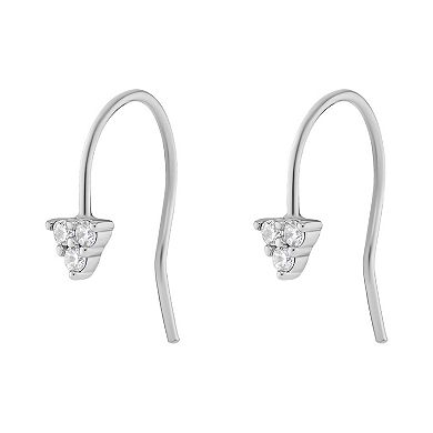 PRIMROSE Sterling Silver Triple Cubic Zirconia Drop Earrings