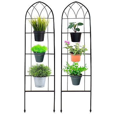 Sunnydaze 2-Piece Arched Wall Trellis with Flowerpot Supports - 60 in