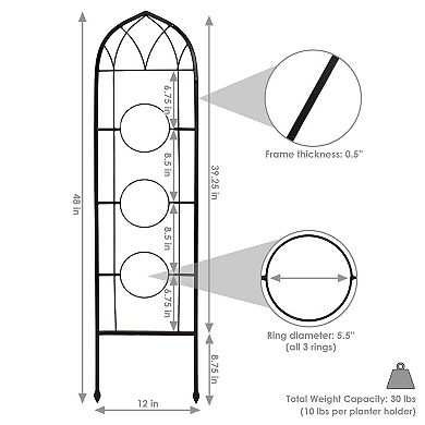 Sunnydaze 2-Piece Arched Wall Trellis with Flowerpot Supports - 48 in