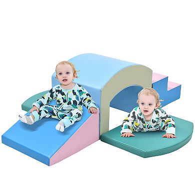 F.C Design Soft Foam Playset for Toddlers: Safe SoftZone Single-Tunnel Foam Climber for Kids, Lightweight Indoor Active Play Structure with Slide, Stairs, and Ramp for Beginner Toddler Climb and Crawl - Ideal for Safe and Fun Indoor Playtime