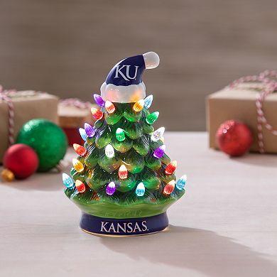 Evergreen Enterprises University of Kansas 8" LED Ceramic Christmas Tree