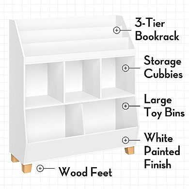 RiverRidge Kids Catch-All Multi-Cubby Toy Organizer with Bookrack