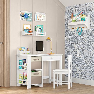 RiverRidge Kids Catch-All Wall Shelf with Bookrack and Hooks