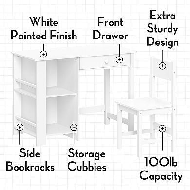 RiverRidge Kids Desk and Chair Set with 2 Floating Bookshelves