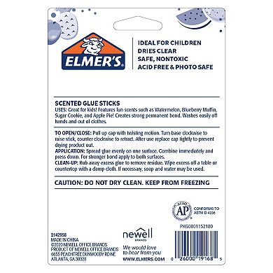 Elmer's Scented Clear Glue Sticks Assorted Dessert Scents 4-Pack