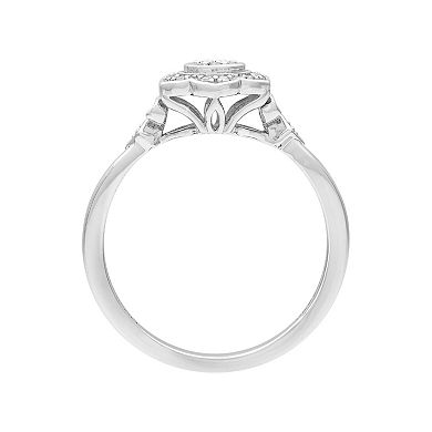 Love Always Sterling Silver Diamond Accent Floral Promise Ring