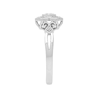 Love Always Sterling Silver Diamond Accent Floral Promise Ring