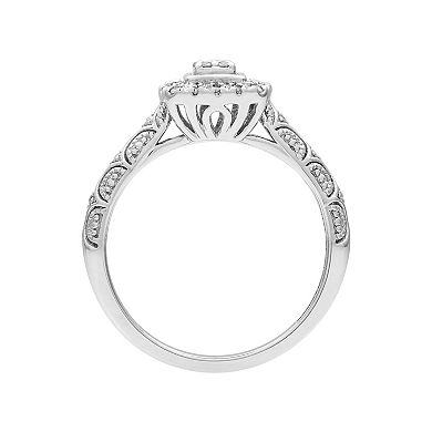 Love Always Sterling Silver 1/8 Carat T.W. Diamond Halo Promise Ring